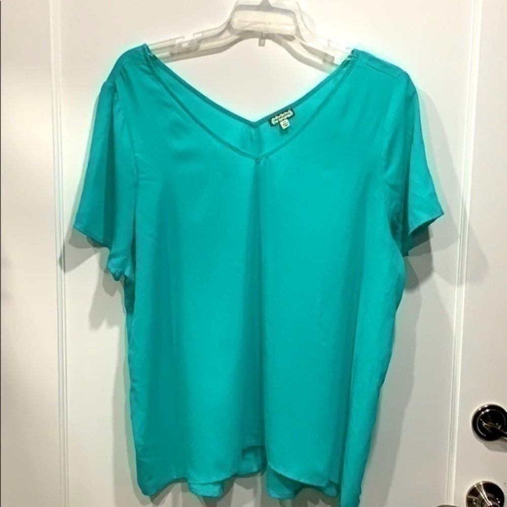 Double Vneck Turquoise Top